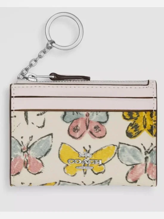 Coach Butterfly Print Card Case with Key Ring - Picture 1 of 10
